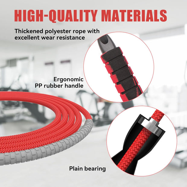 Jump Rope for Women & Men Adjustable Length Cotton Skipping Rope for Adults & Kids Workout Equipment for Weight Loss, Cardio, Boxing & Fitness Suitable for Home, Gym & School Use