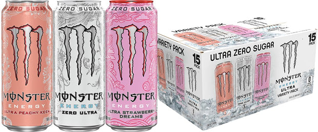 Monster Energy Zero Ultra, Sugar Free Energy Drink, 16 Ounce (Pack of 12)