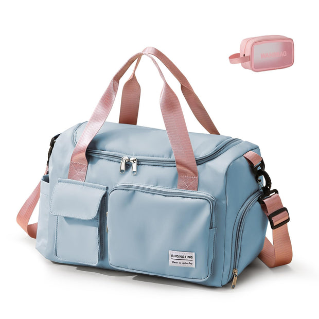 Small Gym Bag for Women, Travel Duffle Bag Carry On Weekender Bag with Shoe Compartment