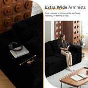 108" Modular Sectional Sofa Cloud Couch with Deep Seats, L Shape Memory Foam Couch with Chaise and Movable Ottoman, Sectional Couches for Living Room, Comfy Boneless Sofa No Assembly, Black