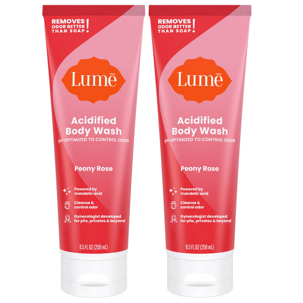 Lume Acidified Body Wash - 24 Hour Odor Control - Removes Odor Better than Soap - Moisturizing Formula - Formulated Without SLS or Parabens - OB/GYN Developed - 8.5 ounce (Pack of 2) (Unscented)