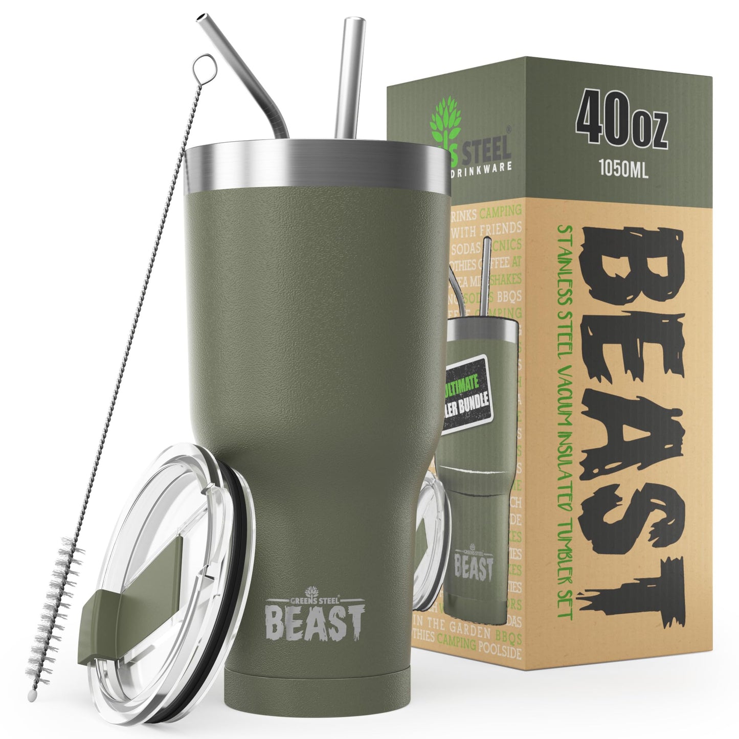 Beast 50 oz Tumbler Stainless Steel Vacuum Insulated Coffee Ice Cup Double Wall Travel Flask (Arctic White)