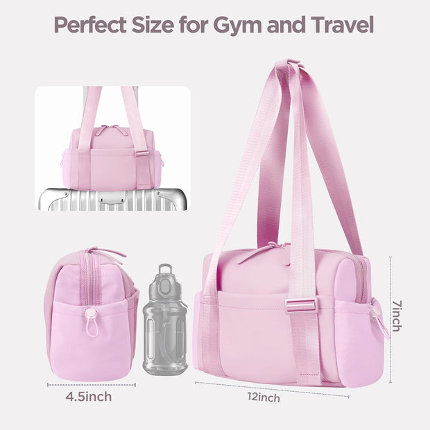 Mini Gym Bag for Women Girls Small Gym Tote Bag with Wet Compartment Waterproof Travel Duffle Bag Cute Workout Sport Bag
