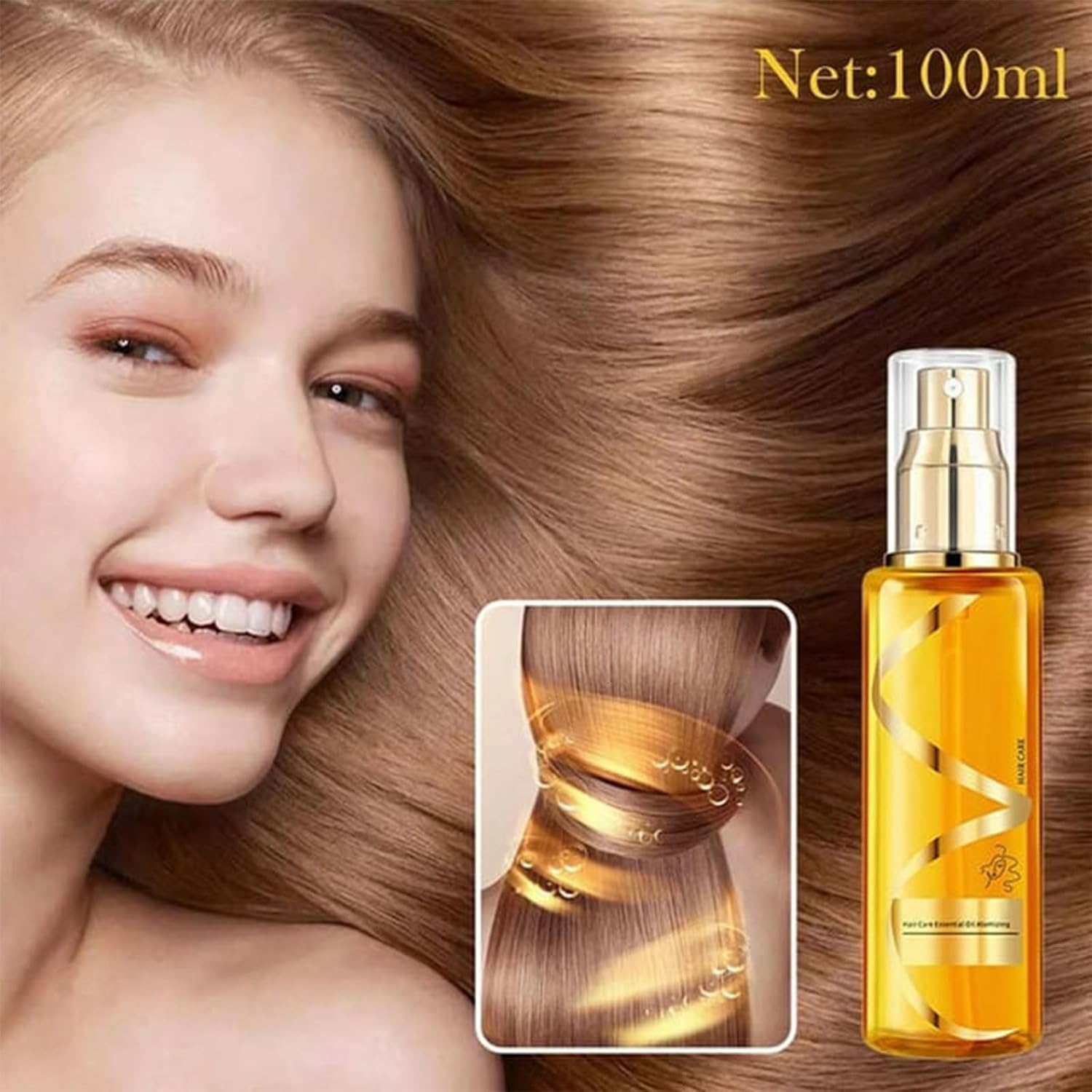 Moisturizing & Strengthening Silky Hair Oil, Hydrating Hair Treatment Essential Oil, Protein Hair Repair Leave-In Conditioning Essential Oil Spray, Hair Oil Serum Spray for Frizzy Hai (white)