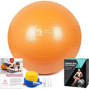 Yoga Ball, 18-30 Inch Extra Thick Exercise Ball for Workout Fitness Balance, Anti Burst Chair for Home and Office Desk, Includes Hand Pump & Workout Guide Access