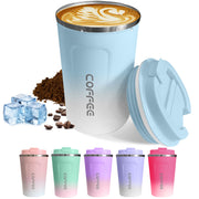 Travel coffee mugs leak-proof, reusable coffee cups with lids, stainless steel vacuum thermos coffee tumblers,thermal insulation cups for men and women keep hot & cold drinks(2nd-Black, 12OZ)