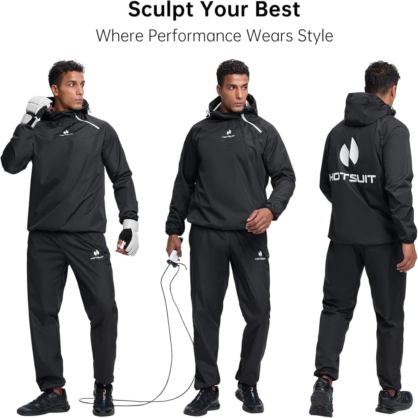 HOTSUIT Sauna Suit for Men Sweat Sauna Jacket Pant Gym Workout Sweat Suits