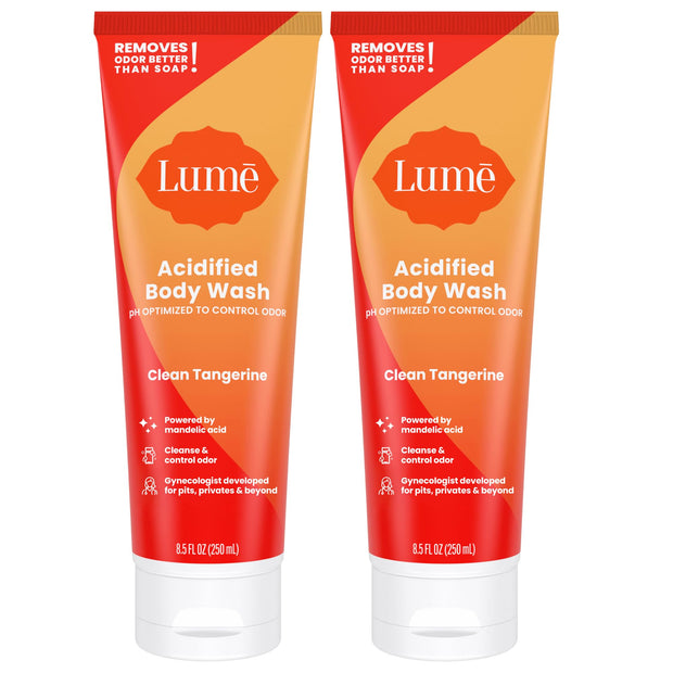Lume Acidified Body Wash - 24 Hour Odor Control - Removes Odor Better than Soap - Moisturizing Formula - Formulated Without SLS or Parabens - OB/GYN Developed - 8.5 ounce (Pack of 2) (Unscented)