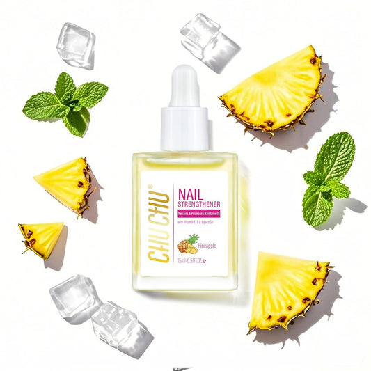 CHUCHU Nail Growth and Strengthener Oil for Cuticle - Pineapple Scent Cuticle Oil Repair Moisturizing Treatment - Natural Jojoba Vitamin B & E Nail Oil for Dry Cracked Nails