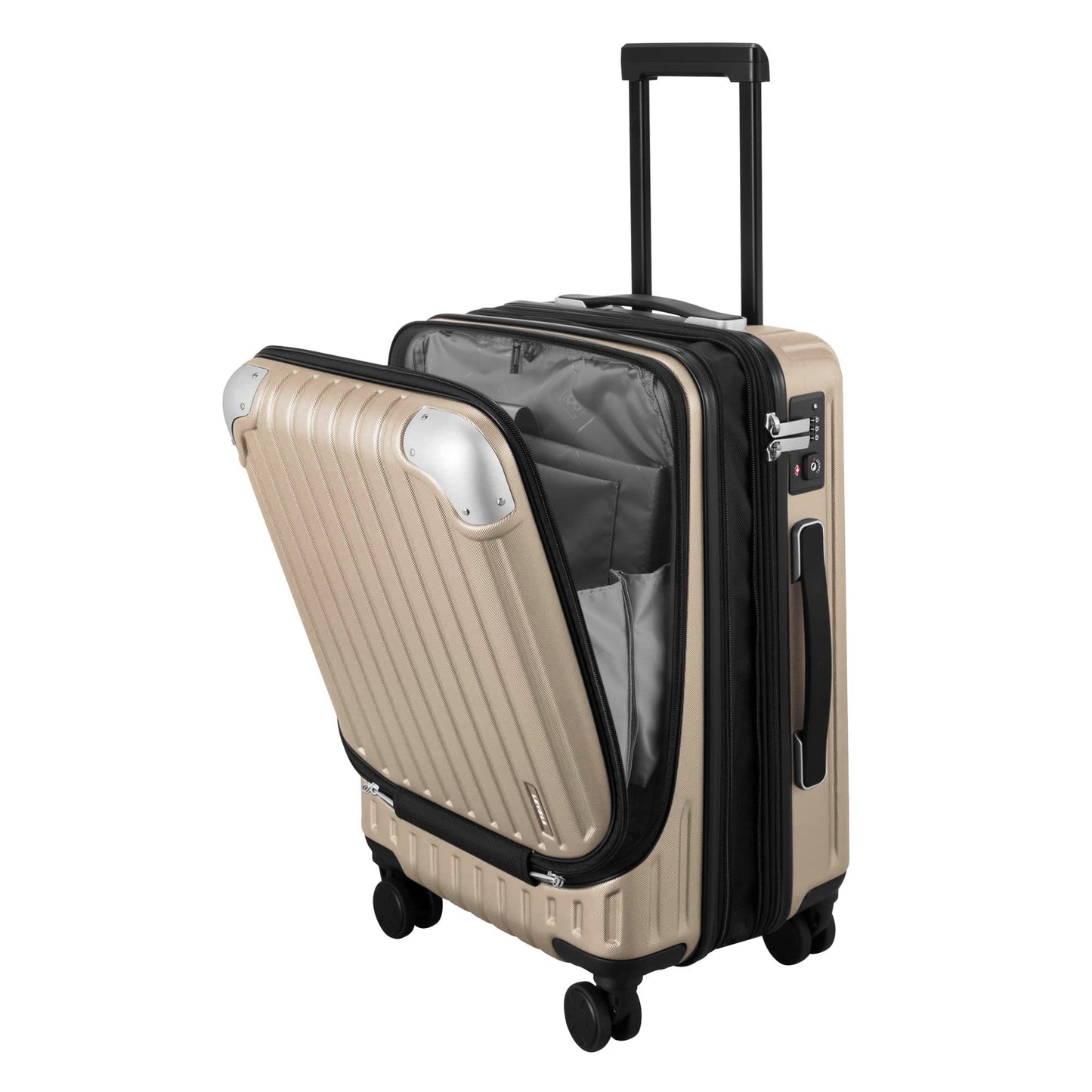 LEVEL8 Grace Carry On Luggage, 20 Inch Hardside Suitcase, Abs+Pc Harshell Spinner Luggage with Tsa Lock, Spinner Wheels, Grey, 20-Inch Carry-On