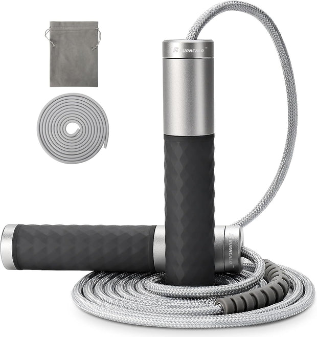 Weighted Jump Rope for Men, Women (1.5LB) - Alloy Steel Handles, Speed Skipping Rope, Gym,Indoor/Outdoor - Fitness, Workout, Boxing - Solid PVC & Cotton Rope