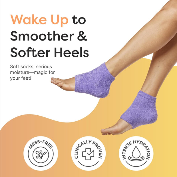 ZenToes Moisturizing Socks for Cracked Heel Treatment - Vitamin E, Olive Oil and Jojoba Oil Infused Heel Socks to Soften and Hydrate (Fuzzy Lilac Purple, Regular)