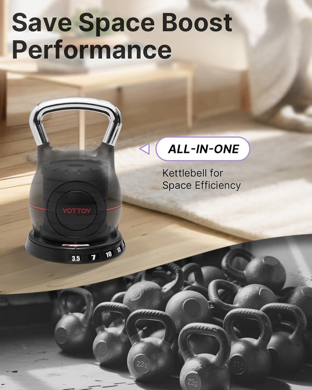 YOTTOY Adjustable Kettlebell,3.5-22.5LB Kettlebells Adjustable Set,Strength Training Kettlebells for Home Gym