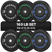 Olympic Rubber Bumper Weight Set - 2 Inch Barbell Plates for Home Gym Strength Training