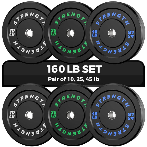 Olympic Rubber Bumper Weight Set - 2 Inch Barbell Plates for Home Gym Strength Training