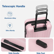 KYME Suitcase Hardshell With Double Spinner Wheels, PC+ABS TSA Lock Travel Luggage (Pink, 2Pcs Set(20"/24"))