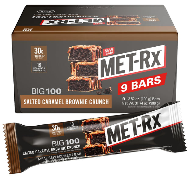 MET-Rx Big 100 Granola Protein Bar, Meal Replacement Bar, 28 G Protein, Chocolate Chip, Pack of 9