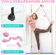 Yoga Wheel Set, Wheel Foam Roller for Back Pain & Stretching, Yoga Blocks 2 Pack with Strap, Trigger Point Therapy Massage Ball for Deep Tissue, 500lbs Capacity, Back Cracker Roller