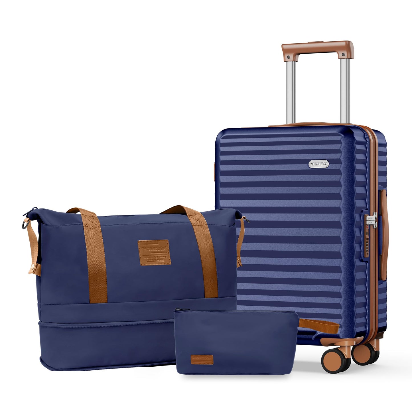 SHOWKOO Luggage Sets 3 Piece Hardside Expandable Suitcase with Double Spinner Wheels Tsa Lock Green (20in/24in/28in)