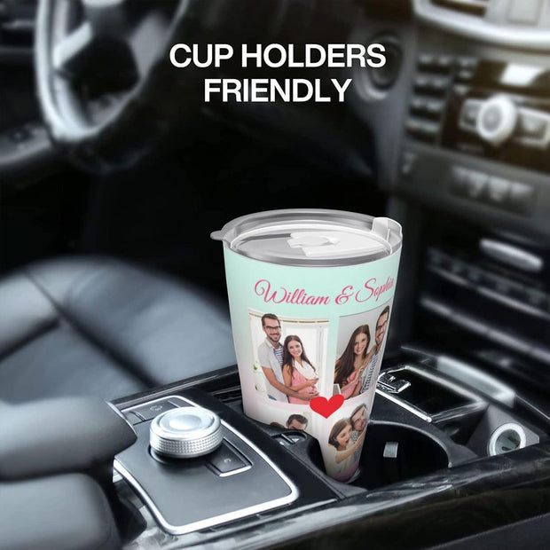 Personalized Tumbler Coffee Mug Custom Mug Cups with Picture Photo Lid 20oz Customized Valentine's Day Mothers Day Birthday Gifts for Men Women Mom Dad Him Her