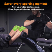 PreCut Kinesiology Tape for Knees, 12PCS Upgraded Waterproof KTQUICK Knee Tape for Knee Pain Relief Pre Cut, Original Cotton Athletic Knee Tape, Waterproof&Hypoallergenic Latex-Free for Sports (Black)