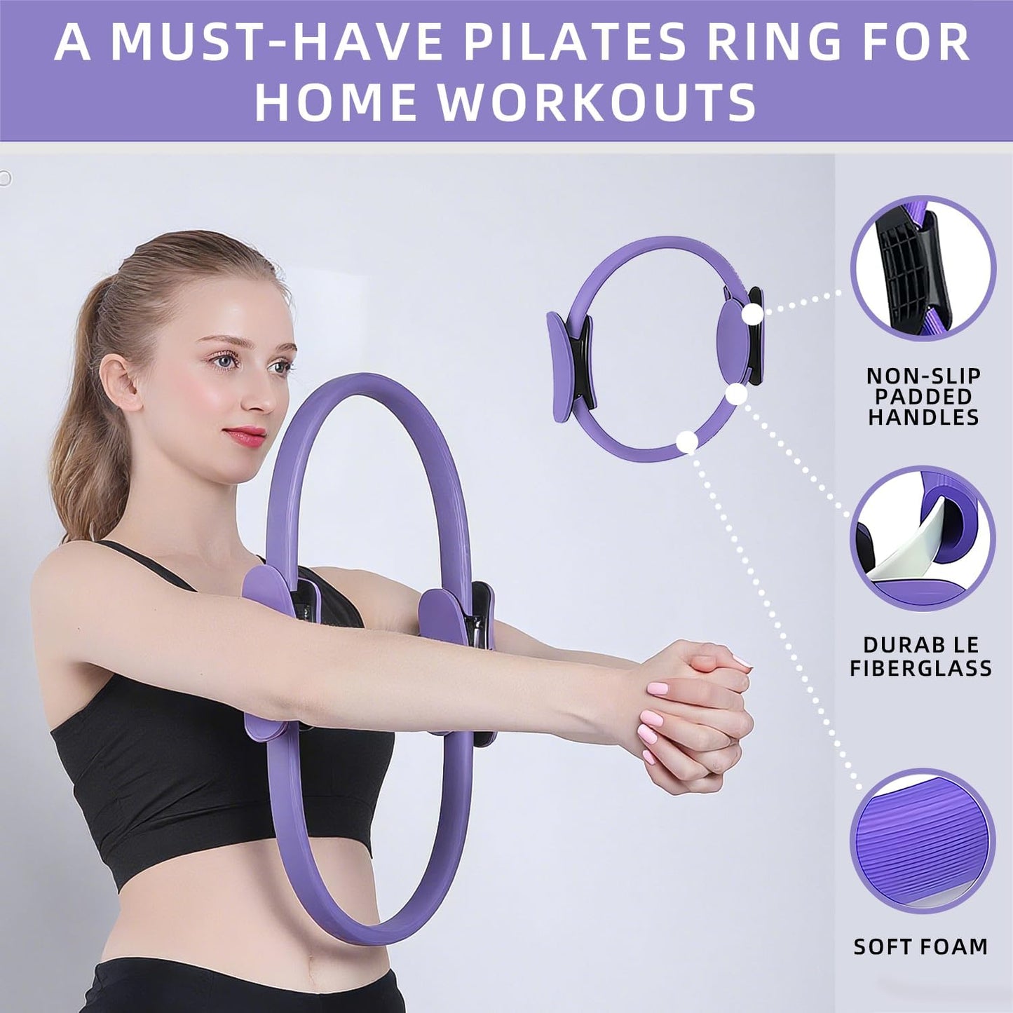 Pilates Ring and Ball Set for Women,Pilates Kit for Home Workouts,Includes Pilates Guide Manual, Magic Circle,Pilates Mini Ball,3PC Resistance Bands