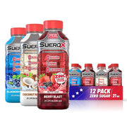SueroX Zero Sugar Electrolyte Drink for Hydration and Recovery, Unique Blend of Electrolytes & 8 Ions, Zero Calorie Sports Drink, 21.3 Fl Oz, Variety Pack, 12 Count