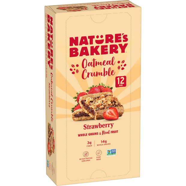 Nature's Bakery Oatmeal Crumble Bars, Strawberry, Real Fruit, Vegan, Non-GMO, Breakfast Bar, 7 Boxes With 12 Bars, 84 Count