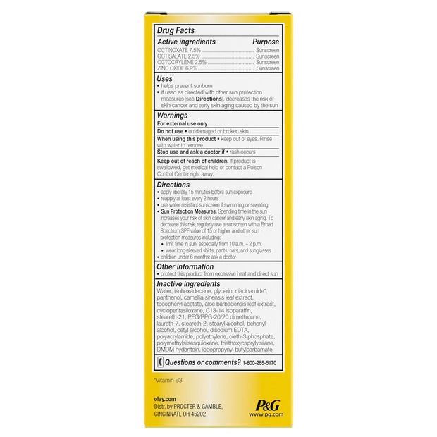 Olay Face Moisturizer, Complete with Sunscreen SPF 30, Fragrance-Free for Sensistive Skin, Broad Spectrum Sun Protection, Long-Lasting Hydration, Non-Comedogenic - Vitamin E & Aloe - 2.5 Oz - 2 Pack