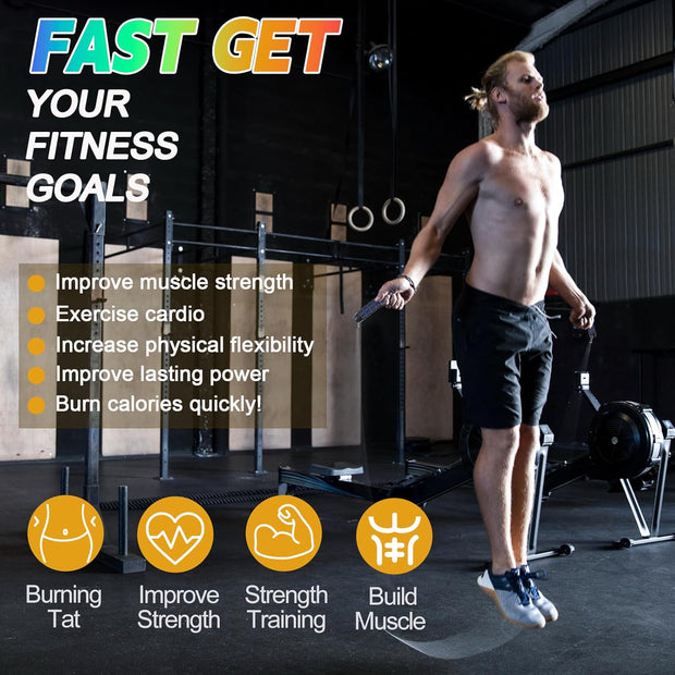 Jump Rope for Women Men Kids, Adjustable Skipping Rope with Ball Bearings, Professional Jumping Rope with Foam Handles, Tangle-Free Rapid Speed Jump Ropes for Fitness Workout Boxing Exercise