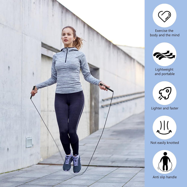 10 ft Speed Jump Rope with Handle, Adjustable Skipping Rope for Men Women, 3 oz Ultra-light Professional Fitness Boxing Cross Fit Exercises Gym Cardio Endurance Training Lovers (Black)