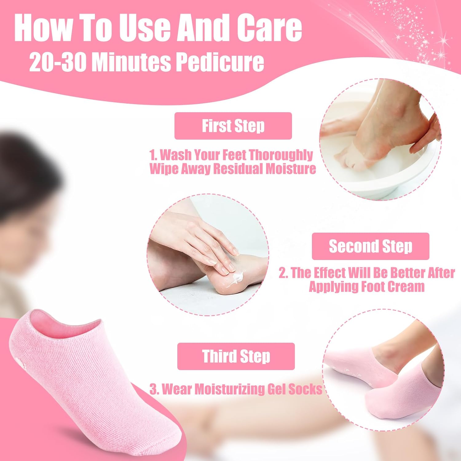 2Pairs Moisturizing Socks - Silicone Socks for Dry Cracked Feet Women - Gel Socks for Dry Cracked Feet Women - Lotion Socks for Repairing and Softening Dry Cracked Feet Skins