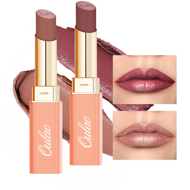 Oulac Beige Lipsticks for Women, Pale Nude Matte Lip Base, Full Coverage Lip Color, Satin Matte Finish, Cream Texture, Hydrating, Infused with Hyaluronic Acid, Vegan & Clean Beauty 4g SG01 Bare