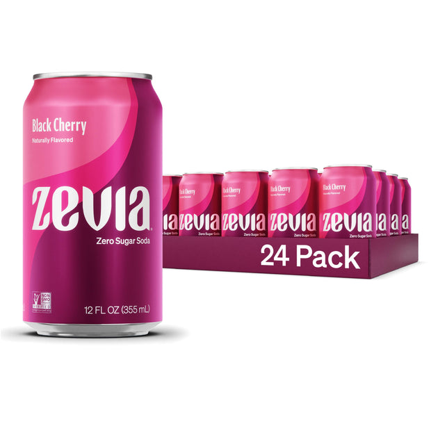 Zevia Zero Sugar Soda, Cream Soda, 12 oz Cans (24-Pack) – Naturally Sweetened, Non-GMO Project Verified, Gluten-Free, Vegan