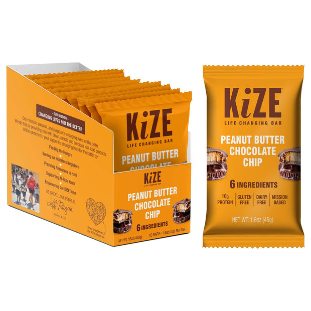 KiZE Energy Bars - Peanut Butter Honey - Gluten Free, Dairy Free, Non-GMO, and High Protein Meal Replacement Energy Bars, Clean and Simple Food Ingredients - 7g High Protein Snacks, (10 Count)