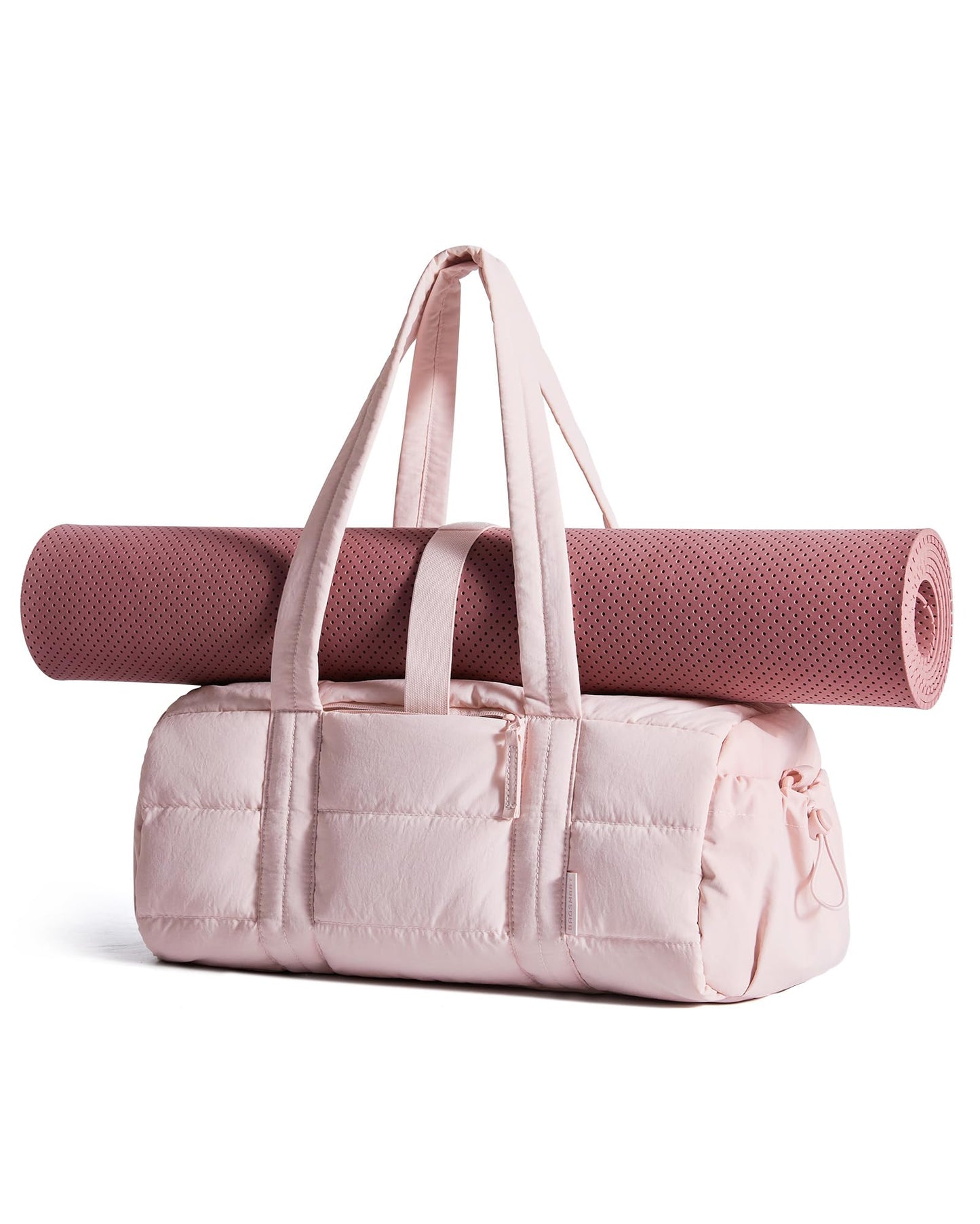 BAGSMART Reiki Gym Bag for Women, Yoga Mat Duffle Bag with Wet & Dry Pocket, Quilted Sports Bag for Weekend/Swimming, Sand Brown