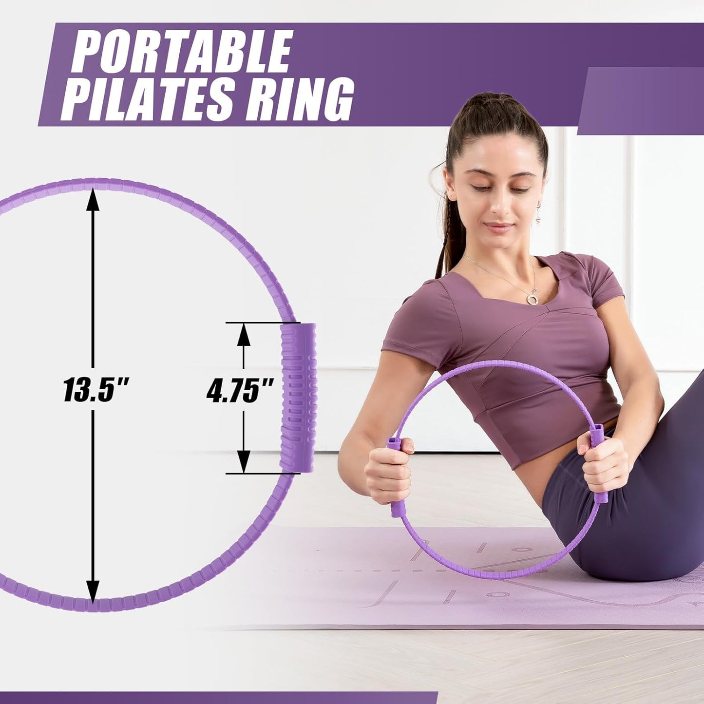 Pilates Ring Circle, 14" Magic Circle Pilates Rings for Focusing on Toning Inner Thighs, Arms, and Core, Fitness Exercise Ring Workout Ring for Yoga and Pilates