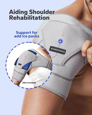 Komoko Shoulder Brace, Rotator Cuff Support Brace and Arm Sling for Pain Relief, Shoulder Compression Sleeve for Preventing Strains and Dislocation, Adjustable Fits Left and Right Arm, Men & Women