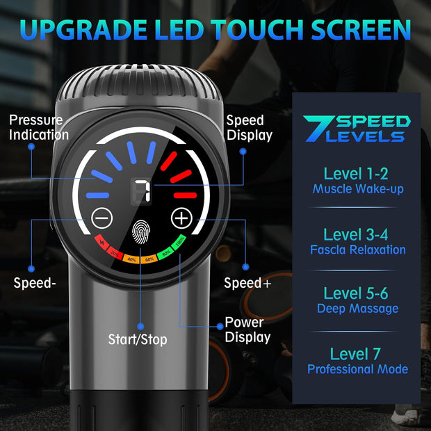 TOLOCO Massage Gun, Deep Tissue Back Massage for Athletes for Pain Relief, Percussion Massager with 10 Massages Heads & Silent Brushless Motor, Gifts for Fathers Day, Black