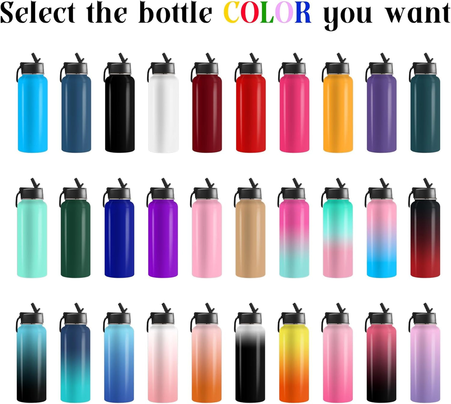 Custom Water Bottle with Photo, 18/32 oz Personalized Picture Stainless Steel Sports Water Bottle for Kids Men Women, Customize Double Wall Vacuum Insulated Bottle Birthday Gifts Water Bottle
