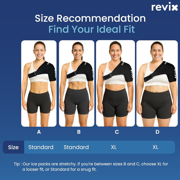 REVIX Shoulder Ice Pack Wrap for Rotator Cuff and Arm, Reusable Gel Cold Wrap with Compression for Targeted Area, Soothing Discomfort & Fatigue, Easy to Put On & Take Off, Flexible Fit for Men & Women
