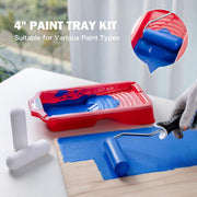 Mister Rui Foam Paint Roller, 8 Pack 4 Inch Paint Roller Kit, Complete 4" Mini Paint Roller Kit with Small Foam Paint Roller Covers, Frame, Tray and Liner for Professional Painting Results