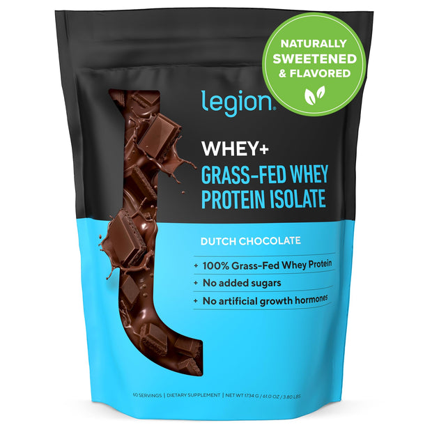 LEGION Whey+ Protein Whey Isolate from Grass Fed Cows - Whey Protein Isolate Powder Low Calorie, Non-GMO, Sugar Free, Lactose and Gluten Free, All Natural Protein Powder for Men & Women 30 Servings
