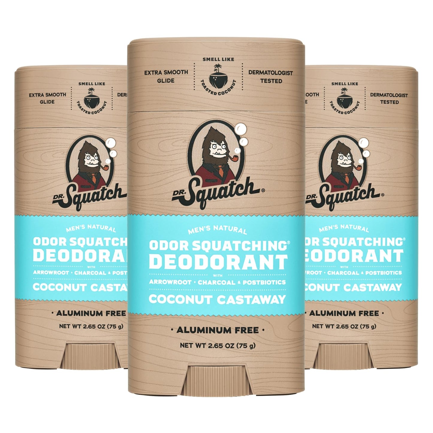 Dr. Squatch Natural Deodorant for Men 3 Pack – Odor-Squatching Men's Deodorant Aluminum Free (2.65 oz, 3 Pack)