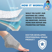 Moisturizing Heel Socks - 6 Pairs for Dry Cracked Feet, Toeless Gel Socks for Hydration and Repair