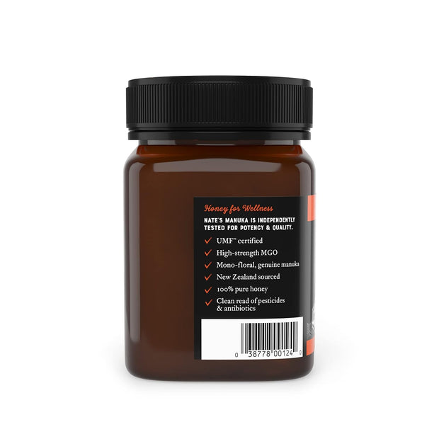 Nate's Raw Manuka Honey New Zealand MGO 263+ | UMF Certified 10+ | 17.6 oz Jar