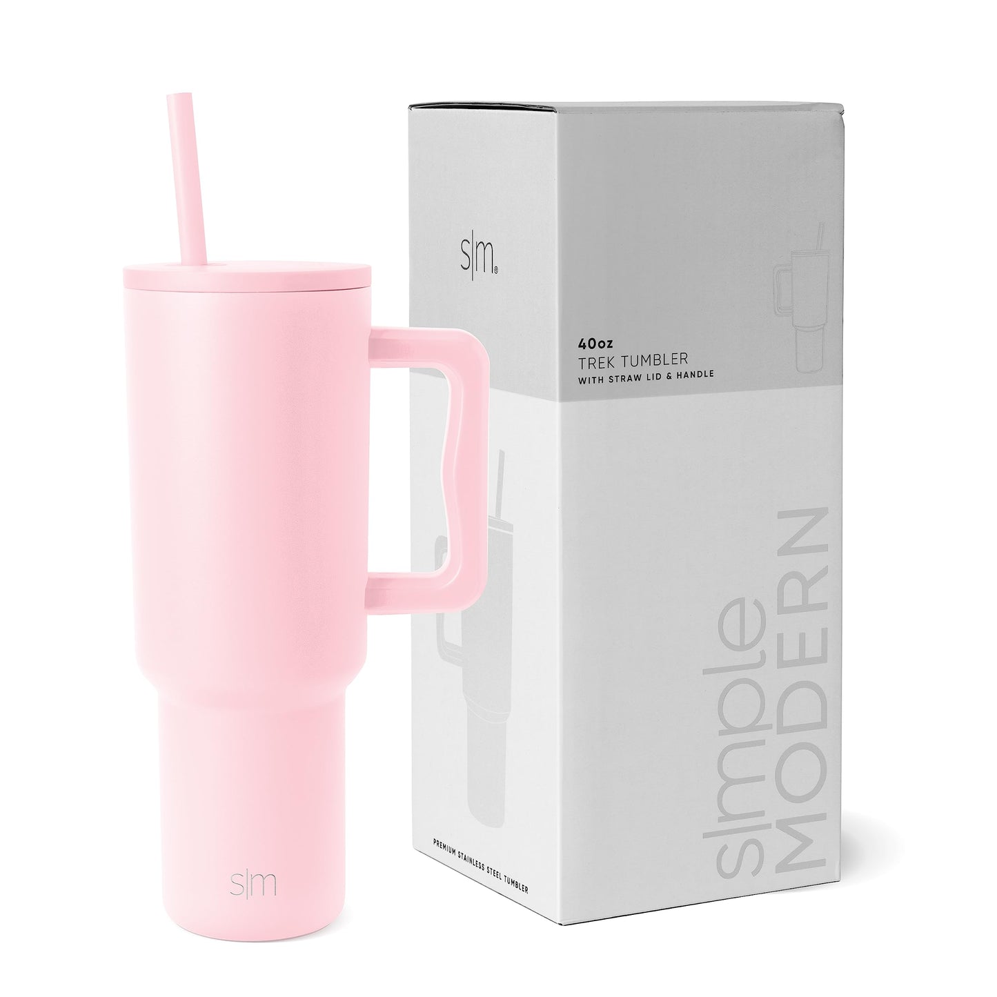 Simple Modern 40 oz Trek Tumbler with Handle and Straw Lid | Cup Holder Friendly Insulated Stainless Steel Travel Mug | Blue Dune