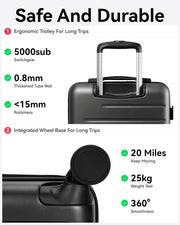 LUGGEX 28 Inch Luggage with Spinner Wheels, Expandable PC Hard Shell Checked Suitcase with Front Opening, Lightweight (Charcoal Metallic, 28 Inch)