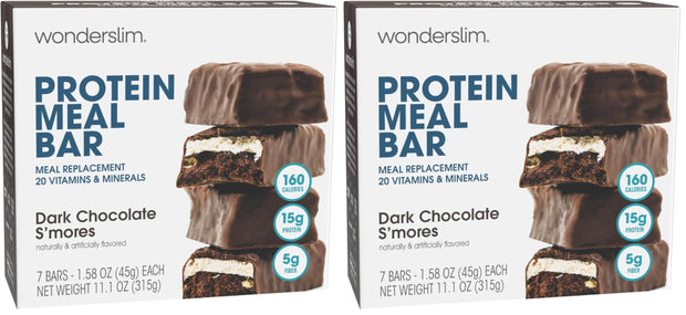 WonderSlim Meal Replacement Protein Bar, Variety Pack, 15g Protein, 20 Vitamins & Minerals (7ct)