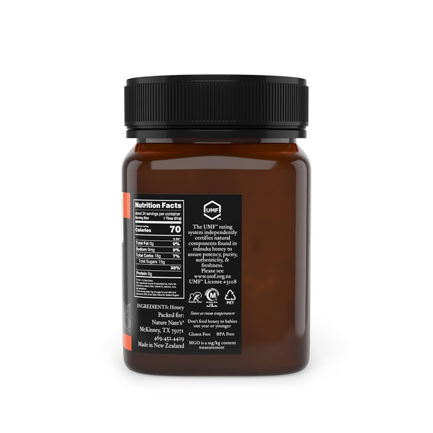 Nate's Raw Manuka Honey New Zealand MGO 263+ | UMF Certified 10+ | 17.6 oz Jar